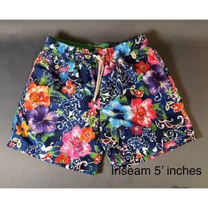 Polo Ralph Lauren Mens Swim Trunks Floral Print Elastic Waist Drawstring Size M